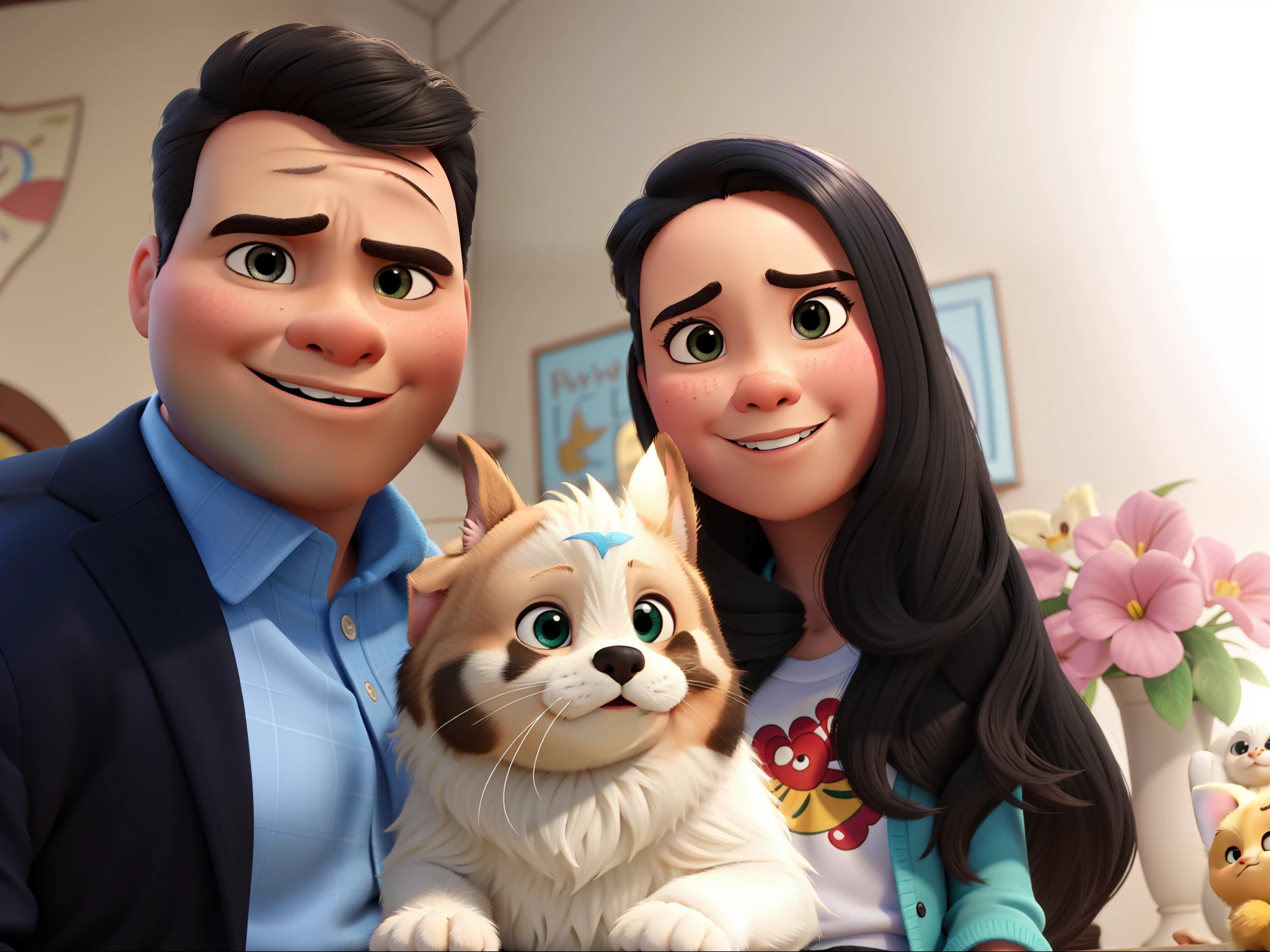 uma familia disney pixar, alta qualidade, melhor qualidade com uma Shitzu