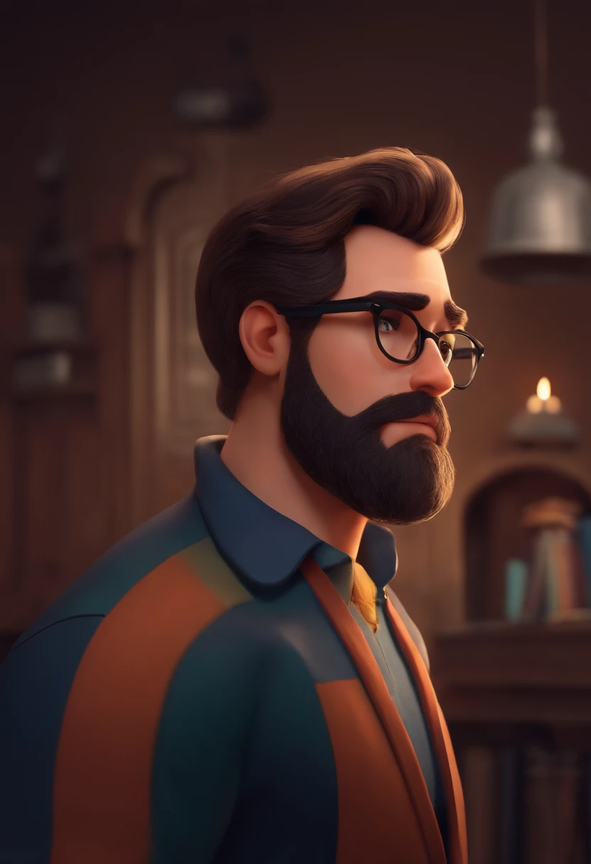 Pixar, 34-year-old man with glasses and beard