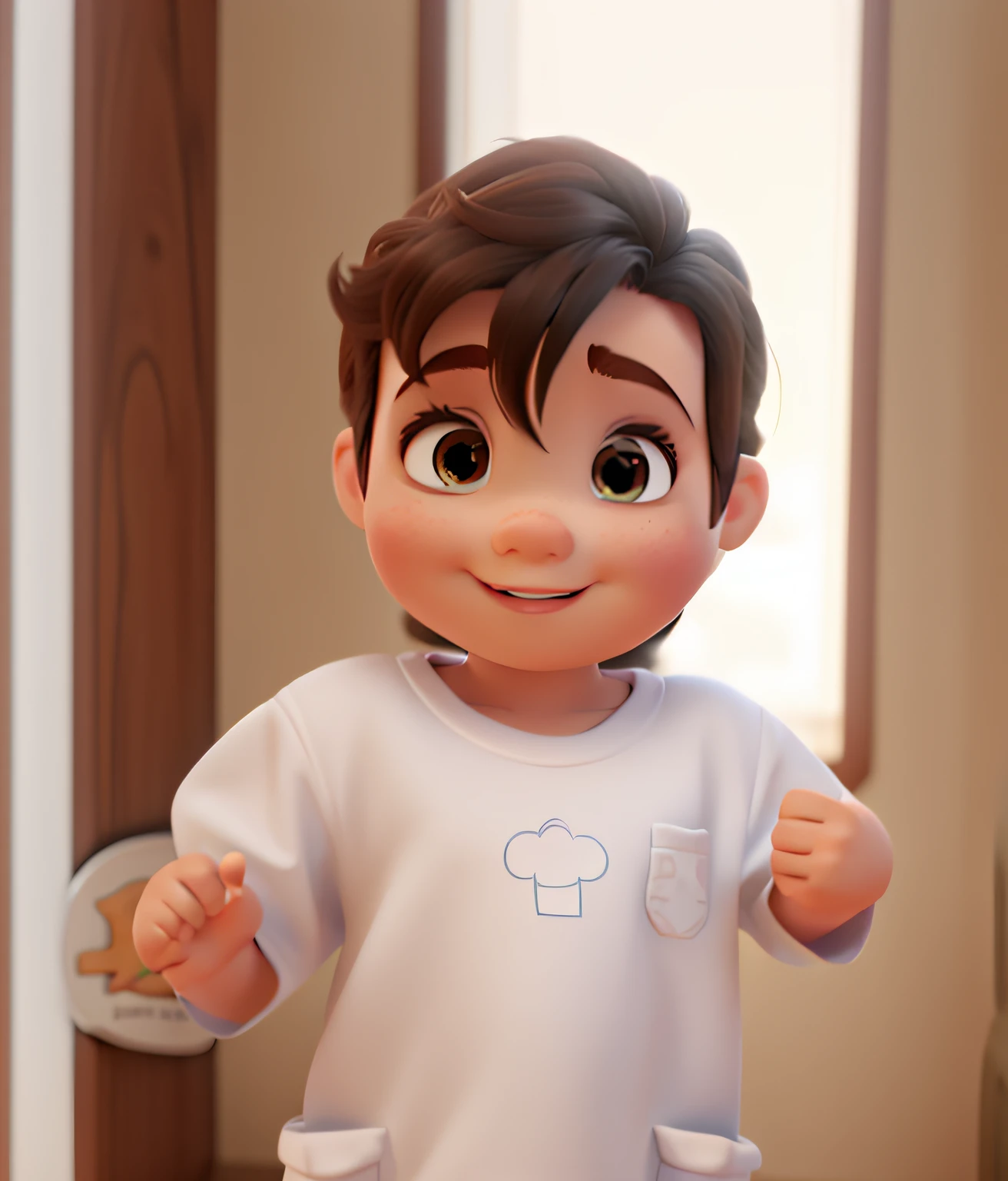 A disney pixar style baby on a mountain and on top of the hill a castle, melhor qualidade