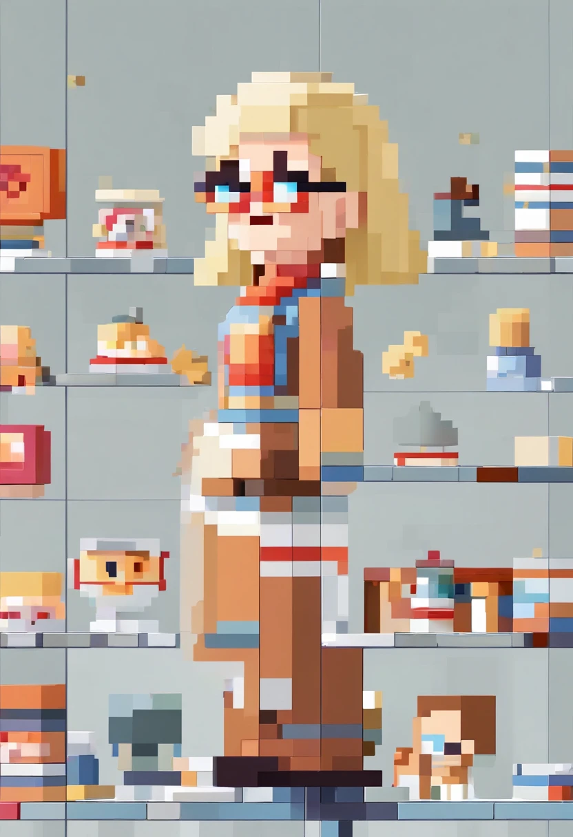 Pixar style image with 3D character white glasses blonde woman light brunette straight hair, Maquiagem Disney, bonitinha, sorridente ,Close-up, Pixar, Disney, Cinema lighting,