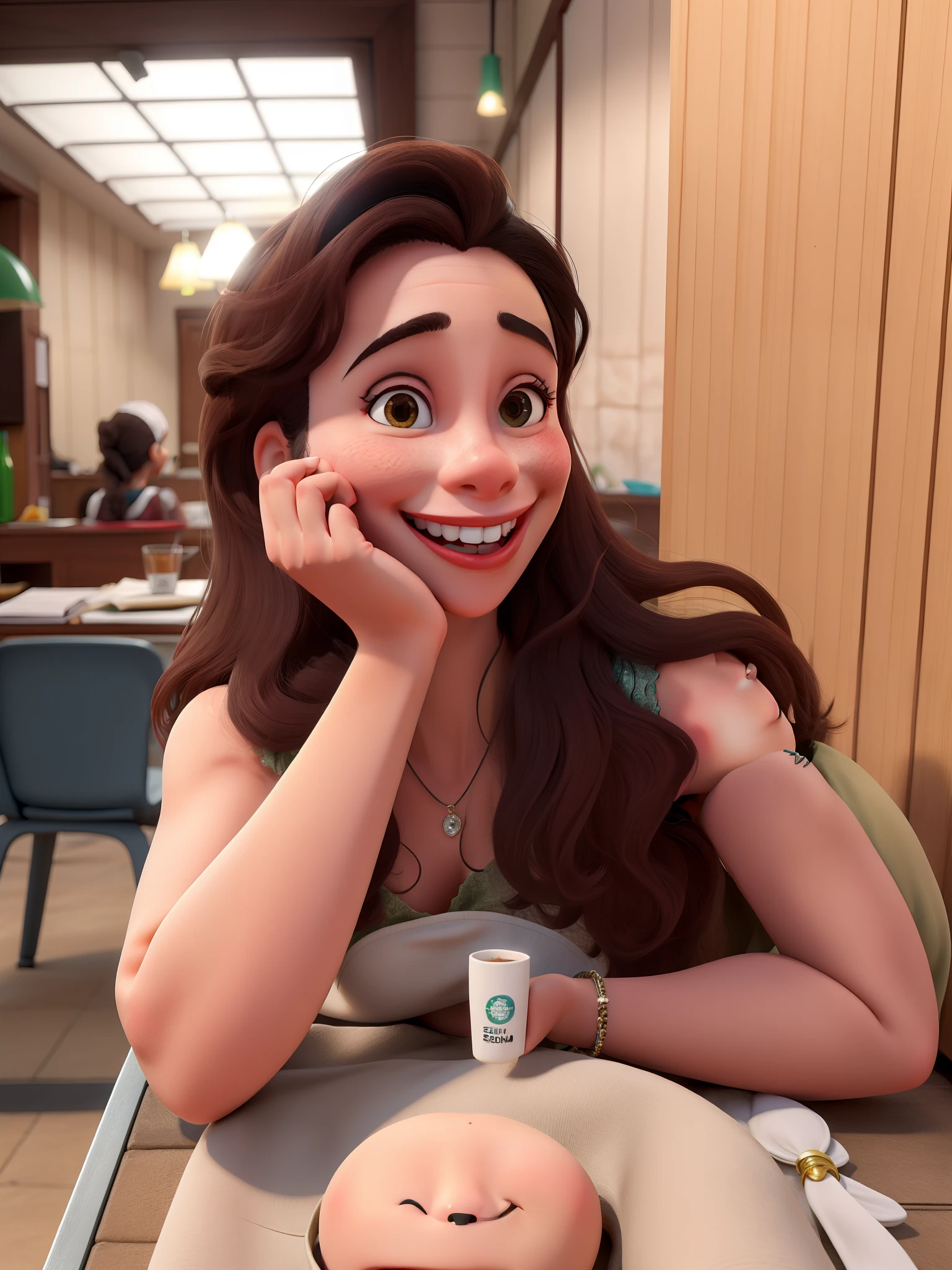 Mulher feliz sem sorriso
