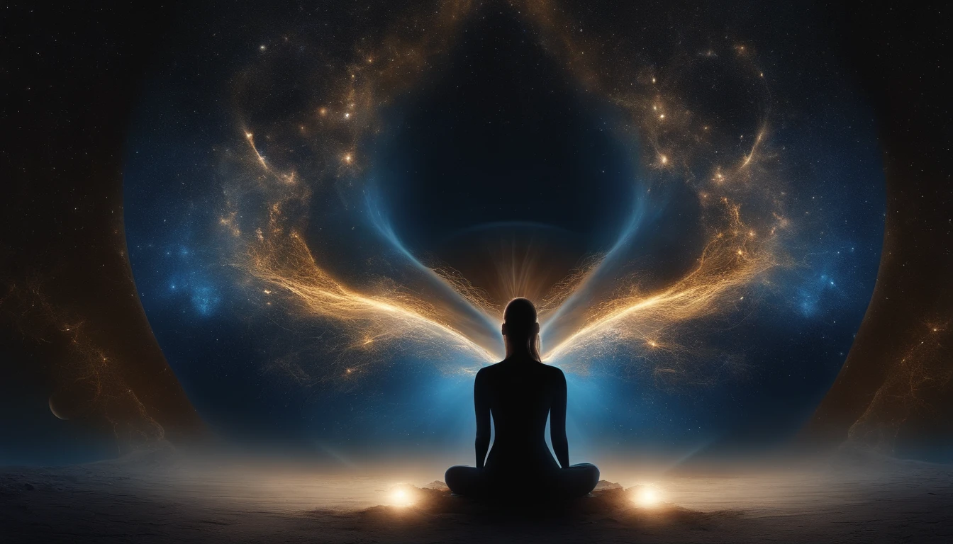"Por favor, Create an image that represents the fusion of the human heart with the supernatural realm and the vast universe.
Imagine an ethereal and mysterious scenario. no centro da imagem, A human heart shines with a, luz cintilante. The heart seems to be floating in a translucent mist, evoking a sense of mystery and transcendence.
From the heart, emanates a series of projections, each representing a unique aspect. Some projections take the form of elements of nature, like tree branches, flower petals or dancing flames, evoking a deep connection to the natural realm.
Other projections extend into outer space, turning into bright constellations, distant galaxies or rays of shooting stars. These cosmic projections symbolize the expansion of human emotion beyond the limits of the Earth, conectando-se ao vasto universo.
A paleta de cores inclui tons de azul celeste, violeta profundo e dourado, Creating a magical and spiritual atmosphere. The soft light emanating from the heart and projections contributes to a sense of peace and wonder.
The resulting image captures the idea of a human heart that transcends earthly boundaries, Exploring the Supernatural and Cosmic Realms. This fusion of the human and the divine creates a visual narrative that evokes the search for the deepest emotional connection and the expansion of one's own essence into the vast universe."