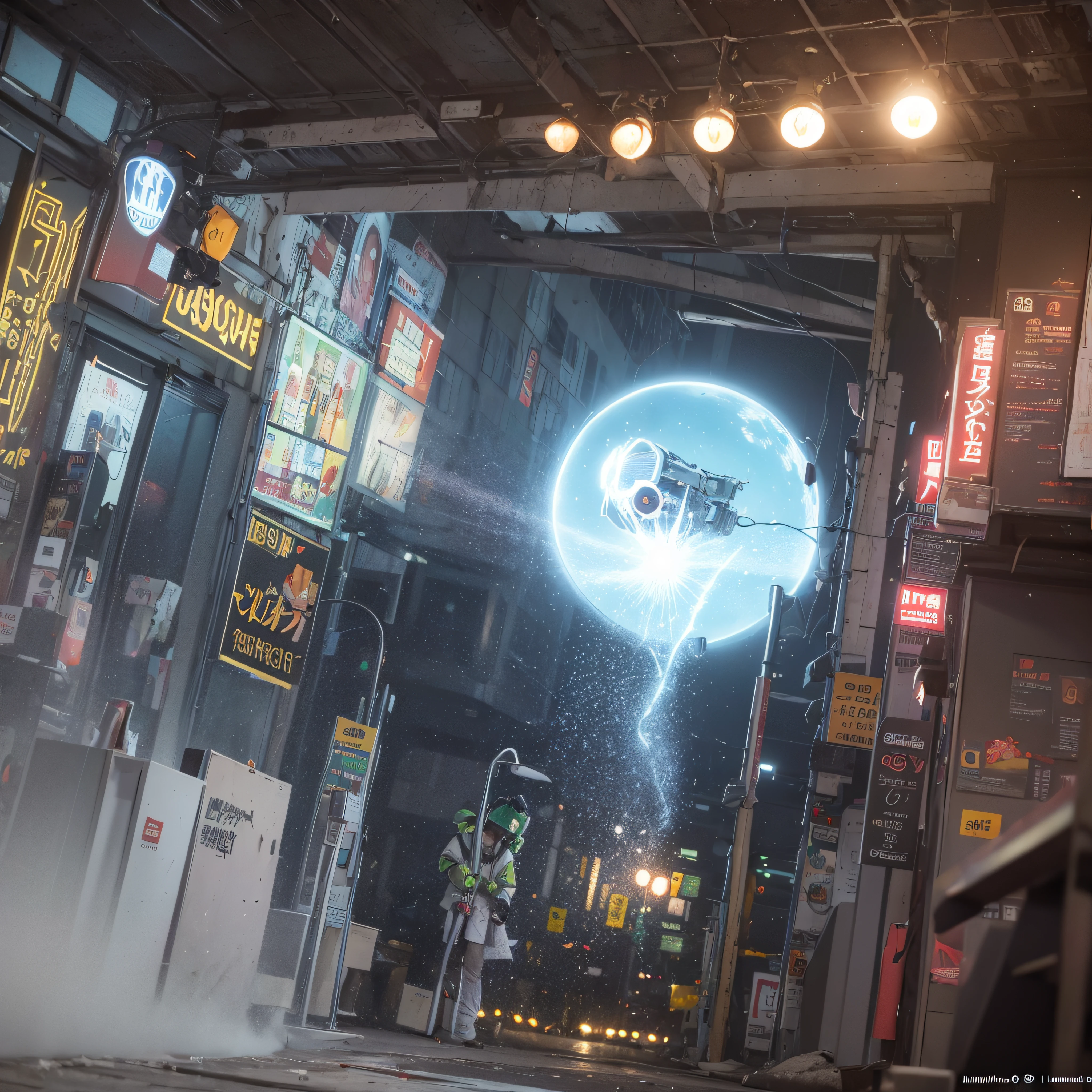 ((calidad superior)), ((obra maestra)), ((realista)), (Los detalles), (fotorrealista:1.5), Science-Fiction, HDR, Trazado de rayos, NVIDIA RTX, Los ultra-Highres, Irreal 5, Sub-Surface Scatterring, PBR texturizado, Post-procesamiento, Anisotropic filtering, Profundidad de campos, maximum sharpness and sharpness, Regla de los tercios、8K RAW、(Luminescent Particles:1.4)、(super-detailed CG、Unidad 8k Fondos de pantalla、lighting like a movie、destello de lente、foco nítido.  sexy geisha with red lips, Robotic Parts, Cannon fire, Arte cyberpunk、arquitectura cyberpunk