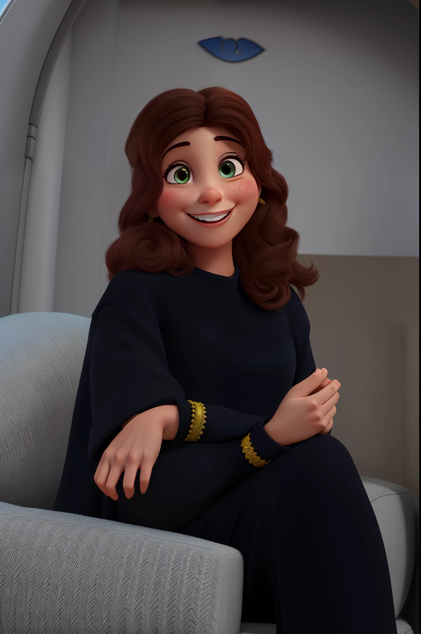 Mulher loira sorrindo, loira, nariz perfeito, estilo disney pixar, melhor qualidade, maior qualidade