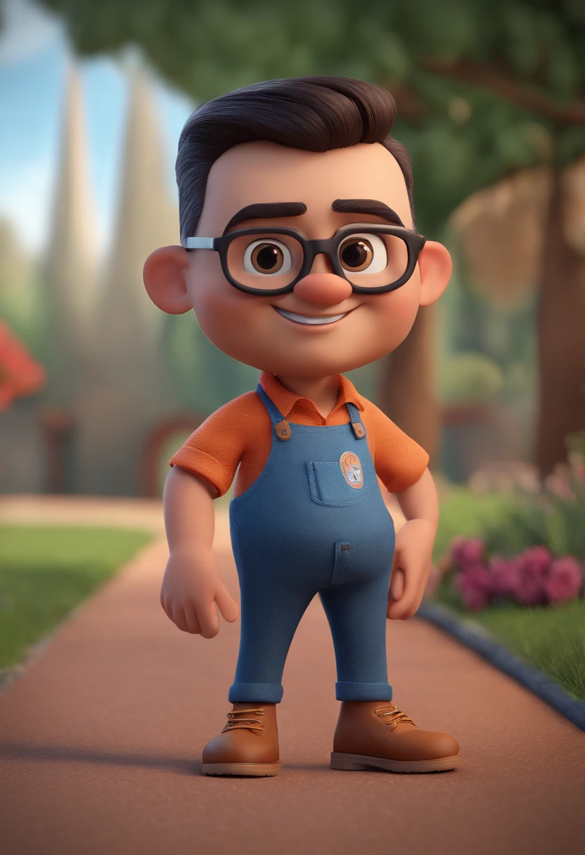 Cartoon character of a man with black glasses and a blue shirt, animation character, Caractere estilizado, animation style rendering, 3D estilizado, Arnold Maya render, 3 d render stylized, toon render keyshot, Personagem 3D, Personagem 3D, 3d rendering stylized, 3 d character render, personagem de desenho animado, Personagem de close up, Pose de personagem,  (Estilo Pixar) (master part:1.2) (Bokeh) (best quality) (pele detalhada) (textura detalhada) (8k) (argila) (Cinematic lighting) (foco nítido