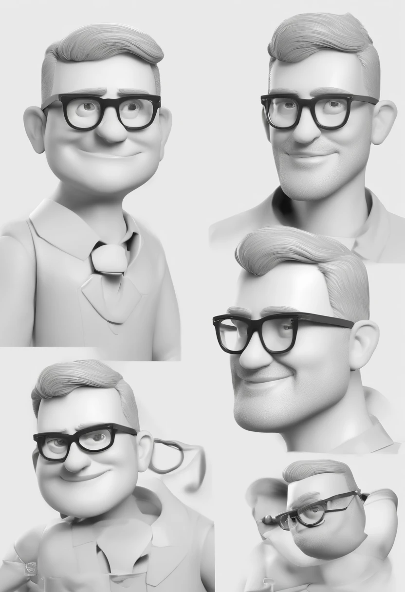 Cartoon character of a man with rounded black glasses and a black shirt, Open black not too big, animation character, Caractere estilizado, animation style rendering, 3D estilizado, Arnold Maya render, 3 d render stylized, toon render keyshot, Personagem 3D, Personagem 3D, 3d rendering stylized, 3 d character render, personagem de desenho animado, Personagem de close up, Pose de personagem, (Estilo Pixar) (master part:1.2) (Bokeh) (best quality) (pele detalhada) (textura detalhada) (8k) (argila) (Cinematic lighting) (foco nítido