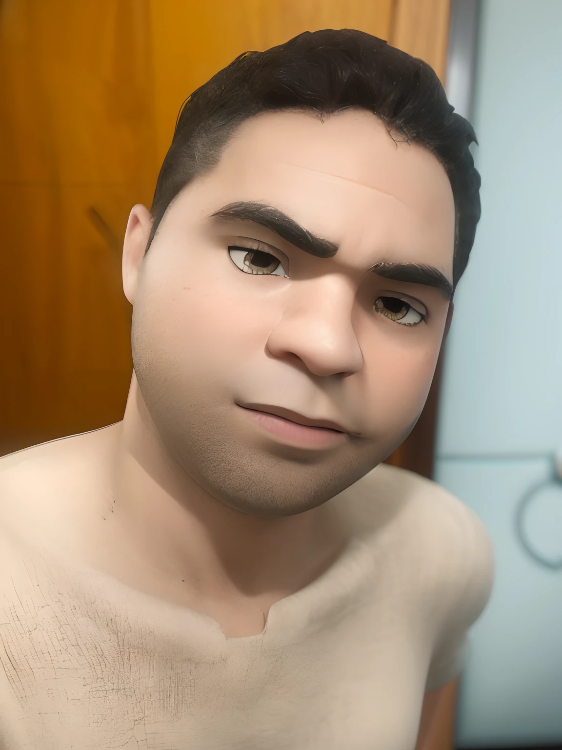 Um jovem de 25 anos, na frente de uma porta. Caractere estilizado, animation style rendering, 3D estilizado, Arnold Maya render, 3 d render stylized, toon render keyshot, Personagem 3D, Personagem 3D, 3d rendering stylized, 3 d character render, personagem de desenho animado, Personagem de close up, Pose de personagem, (Estilo Pixar) (master part:1.2) (Bokeh) (melhor qualidade) (pele detalhada) (textura detalhada) (8k) (argila) (Cinematic lighting) (foco nítido