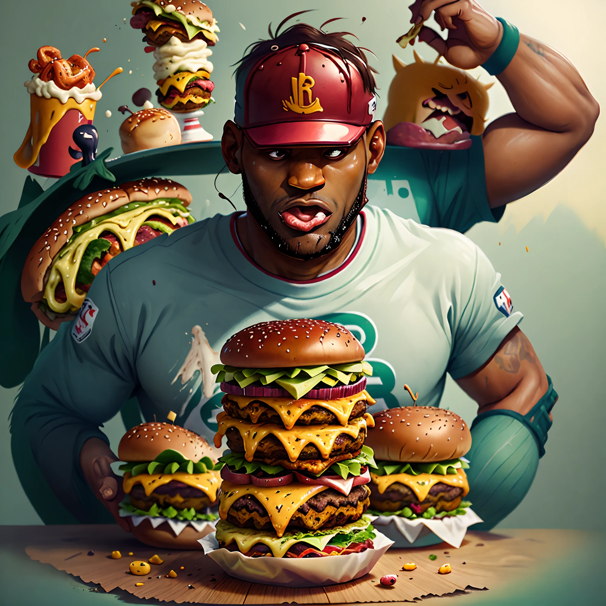 Lebron eating a burger