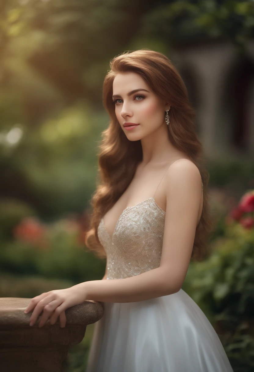 Ginga Alice, alone, 1 girl, (Lora: Ginga Alice: 0.8), standing, long flowing hair, upper body, brond hair, (best quality, 4k, 8k, highres, masterpiece: 1.2), ultra-detailed, (realistic, photorealistic, photo-realistic: 1.37), HDR, UHD, studio lighting, extreme detail description, professional, vivid colors, bokeh, portraits, powerful gaze, vibrant expression, confident pose, tranquil garden setting, lush greenery, vibrant flowers, warm sunlight, gentle breeze, enchanting atmosphere.