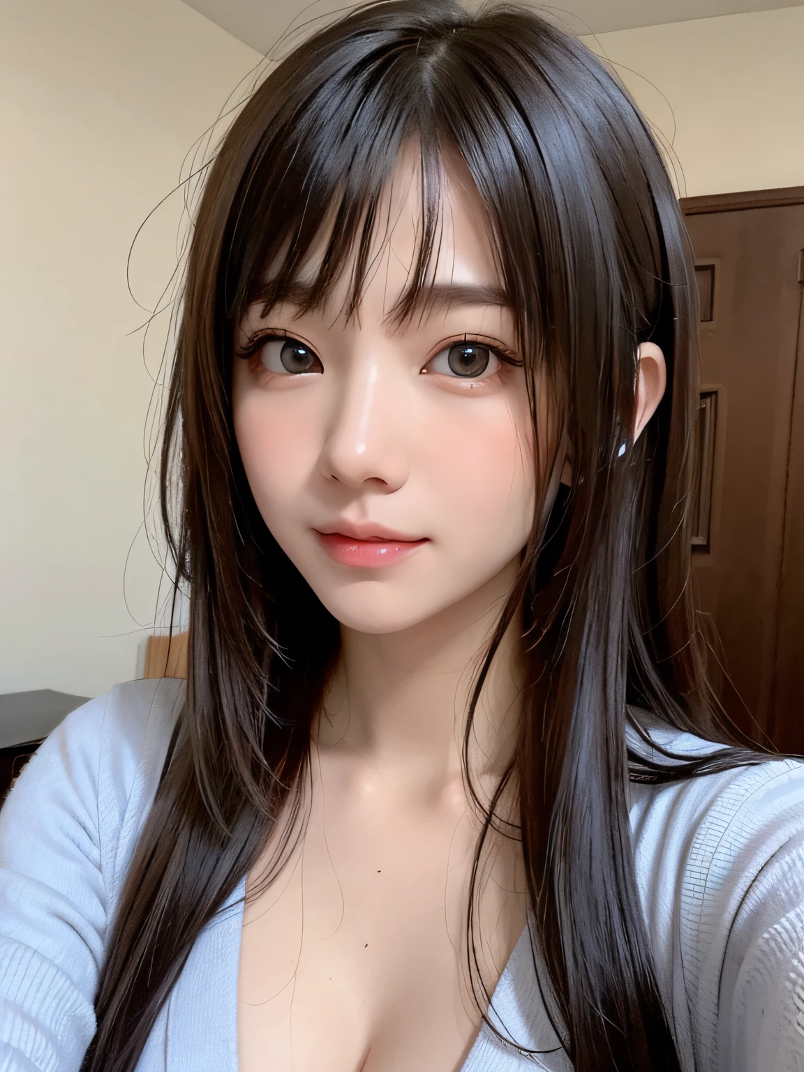 bright expression、photorealisim、top-quality、超A high resolution、a picture、Photos of the most beautiful Nordic girls、Detailed cute and beautiful face、a small face、(pureerosface_v1:0.008)、Beautiful bangs、alice in the wonderland、18year old、Glowing white shiny skin、Hair tangled in the face、Bangs that extend to the face、bangss、Hair between the eyes、Braided crown、Super long hair、Attractive brown silky hair、finer hair、Bright, Clear light blue eyes shine attractively、School Winter Uniform、winter uniform、jaket、eye liner、Double eyelids、ample breasts、Shot up to the thigh、Dynamic Pose
