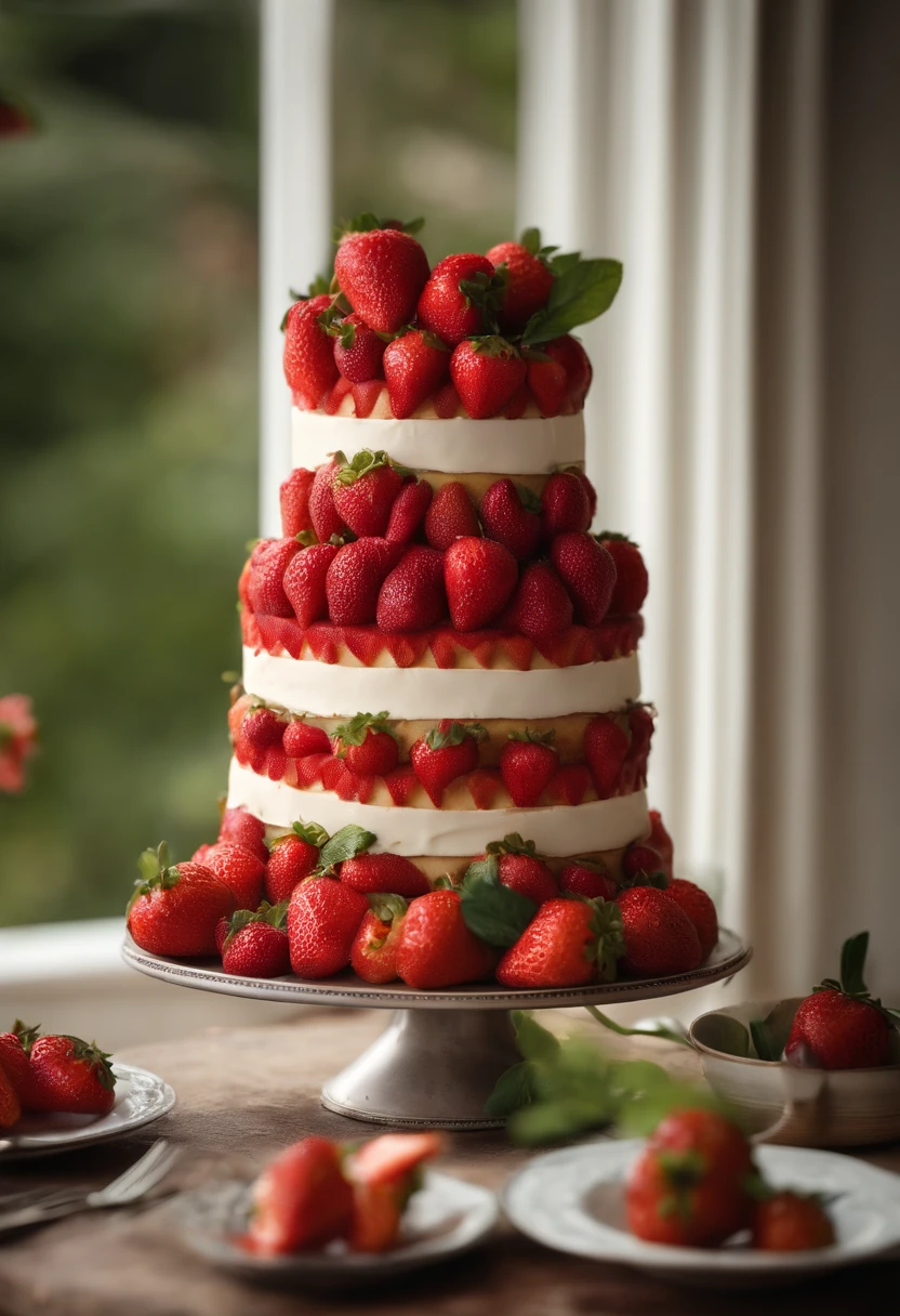 imagem realista de uma torta de morangos