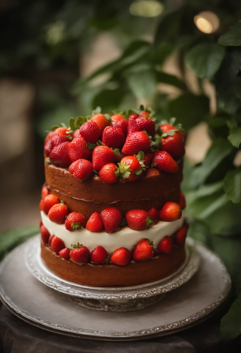 imagem realista de uma torta de morangos