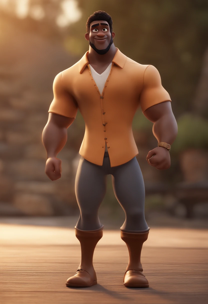 personagem dos desenhos animados de um homem negro Gordinho com cabelo curto come camisa preta , animation character, Caractere estilizado, animation style rendering, 3D estilizado, Arnold Maya render, 3 d render stylized, toon render keyshot, Personagem 3D, Personagem 3D, 3d rendering stylized, 3 d character render, personagem de desenho animado, Personagem de close up, Pose de personagem, (Estilo Pixar) (master part:1.2) (Bokeh) (best quality) (pele detalhada) (textura detalhada) (8k) (argila) (Cinematic lighting) (foco nítido