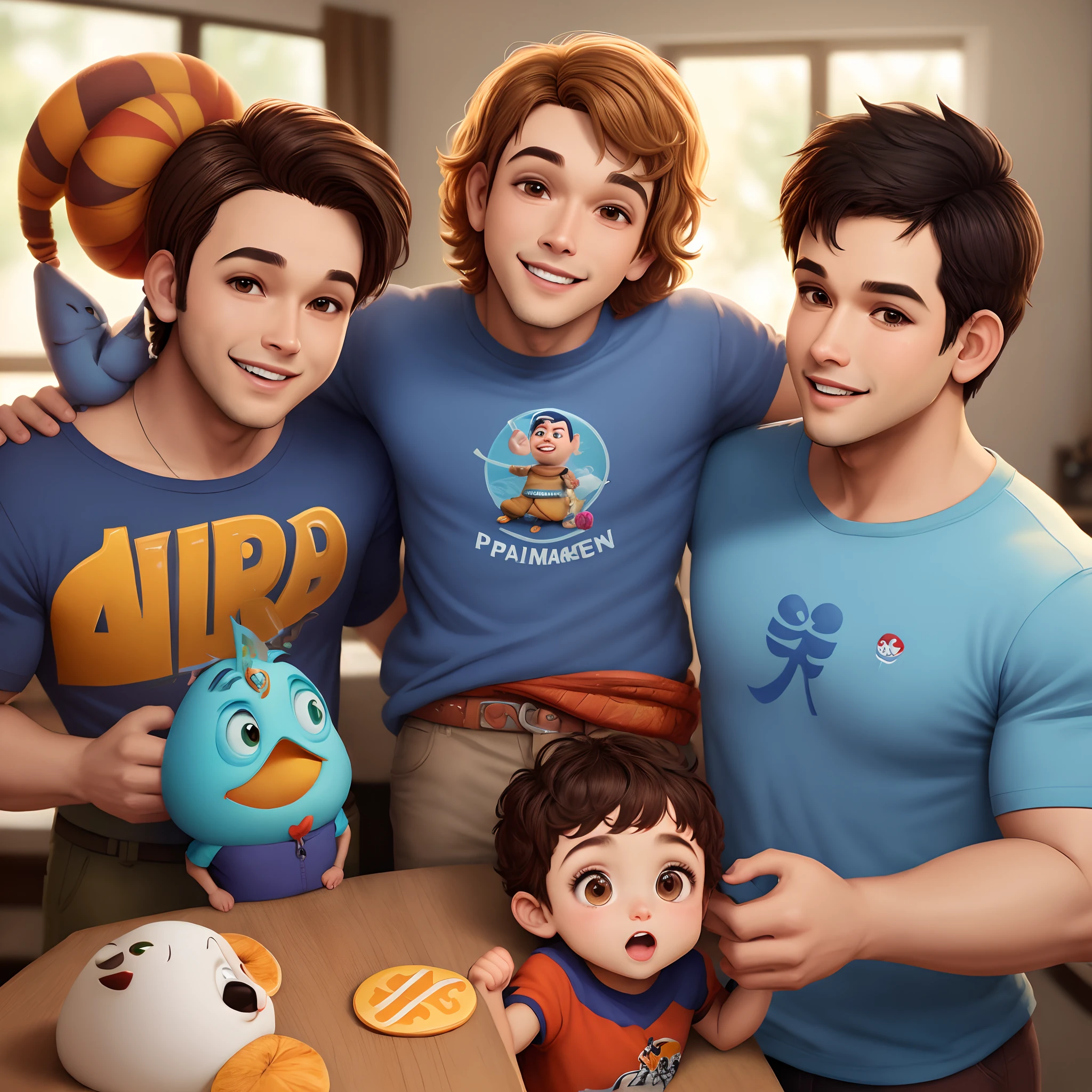 Pai mae e filho stilo pixar