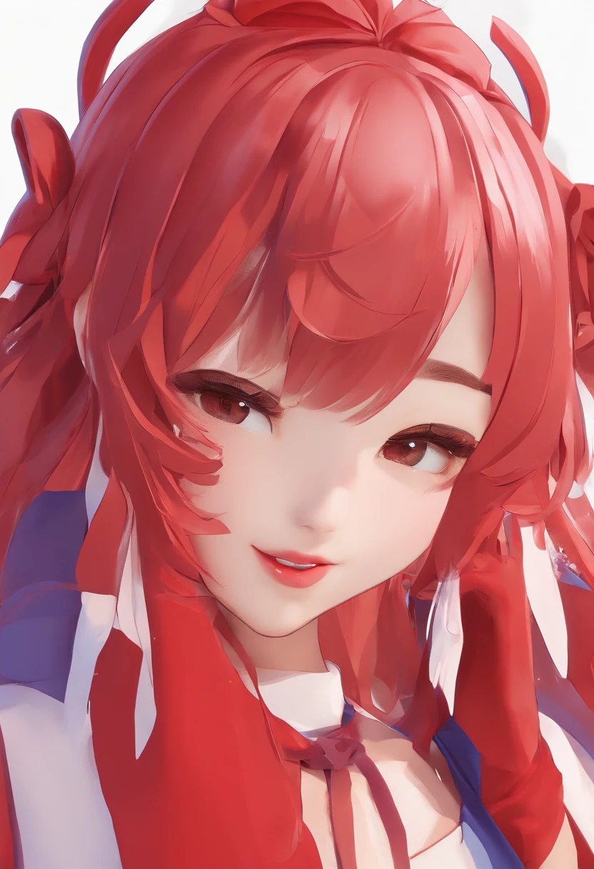 (master part),(best quality:1.0), (Ultra Highres:1.0), Detailed illustration, 8k, anime, 1girl, anime bonita, usando um vestido vermelho, coroa da flor, cara bonita, Rosto detalhado, Olhos bonitos, Olhos detalhados, olhos vermelhos escuros, glossy and red lips, Red lipstick, lindo cabelo elegante, Destaques no cabelo, estilo anime bangs, best quality, vibrante