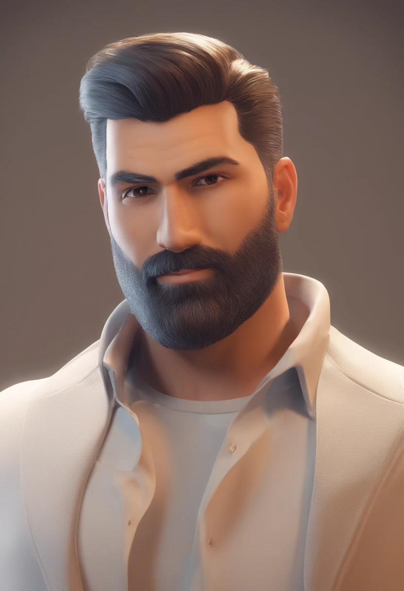 homem, pardo, cabelo curto, 30 anos, leve barba curta, feliz, grisalho