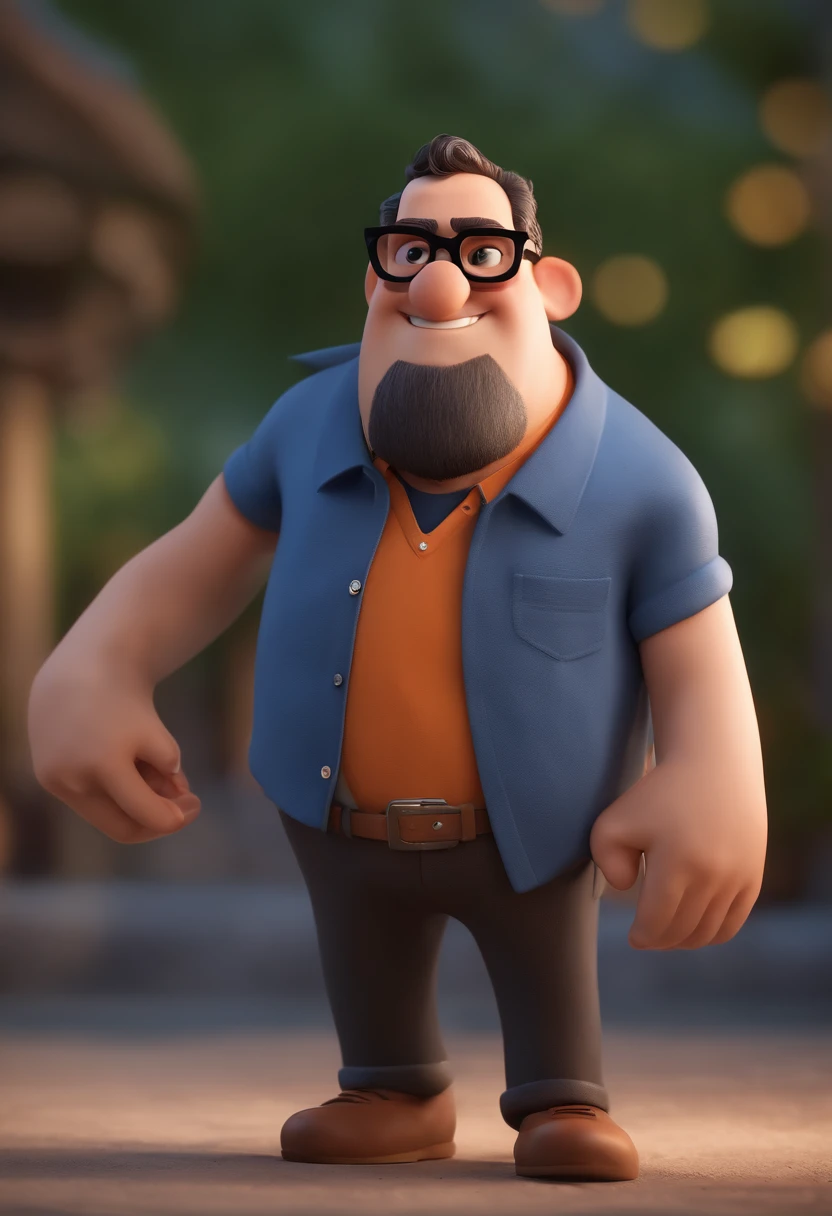 Cartoon character of a man with black glasses and a blue shirt, animation character, Caractere estilizado, animation style rendering, 3D estilizado, Arnold Maya render, 3 d render stylized, toon render keyshot, Personagem 3D, Personagem 3D, 3d rendering stylized, 3 d character render, personagem de desenho animado, Personagem de close up, Pose de personagem, (Estilo Pixar) (master part:1.2) (Bokeh) (best quality) (pele detalhada) (textura detalhada) (8k) (argila) (Cinematic lighting) (foco nítido