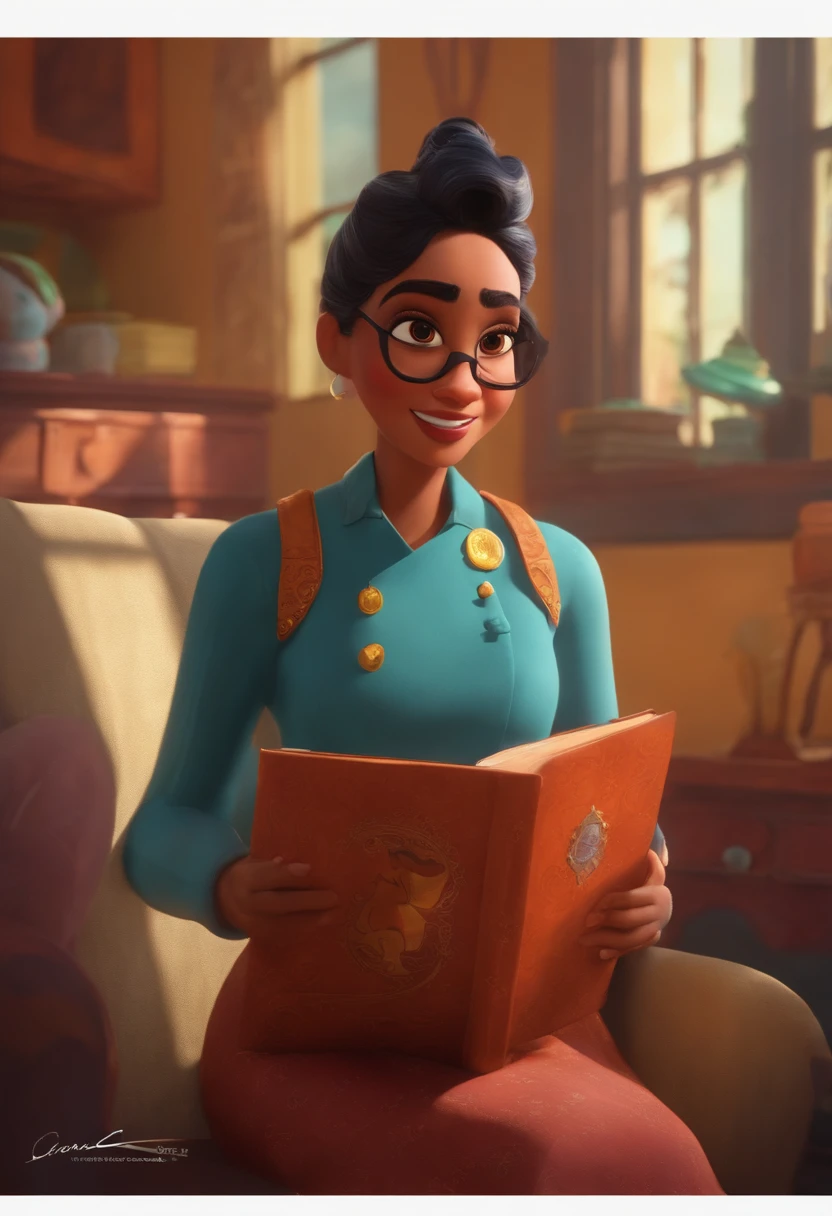 Criar um personagem no estilo pixar dentro de um jaleco. personagem morena