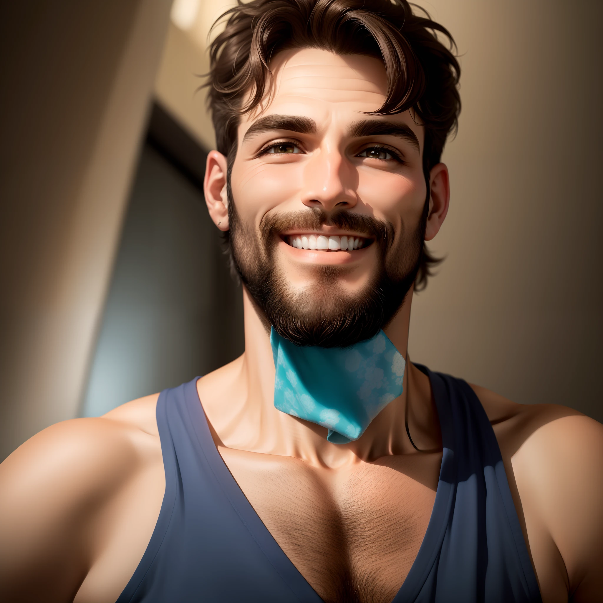 Homem, 37 anos, 1,9 metros, sorridente, sonhador, barba cheia, gordinho,