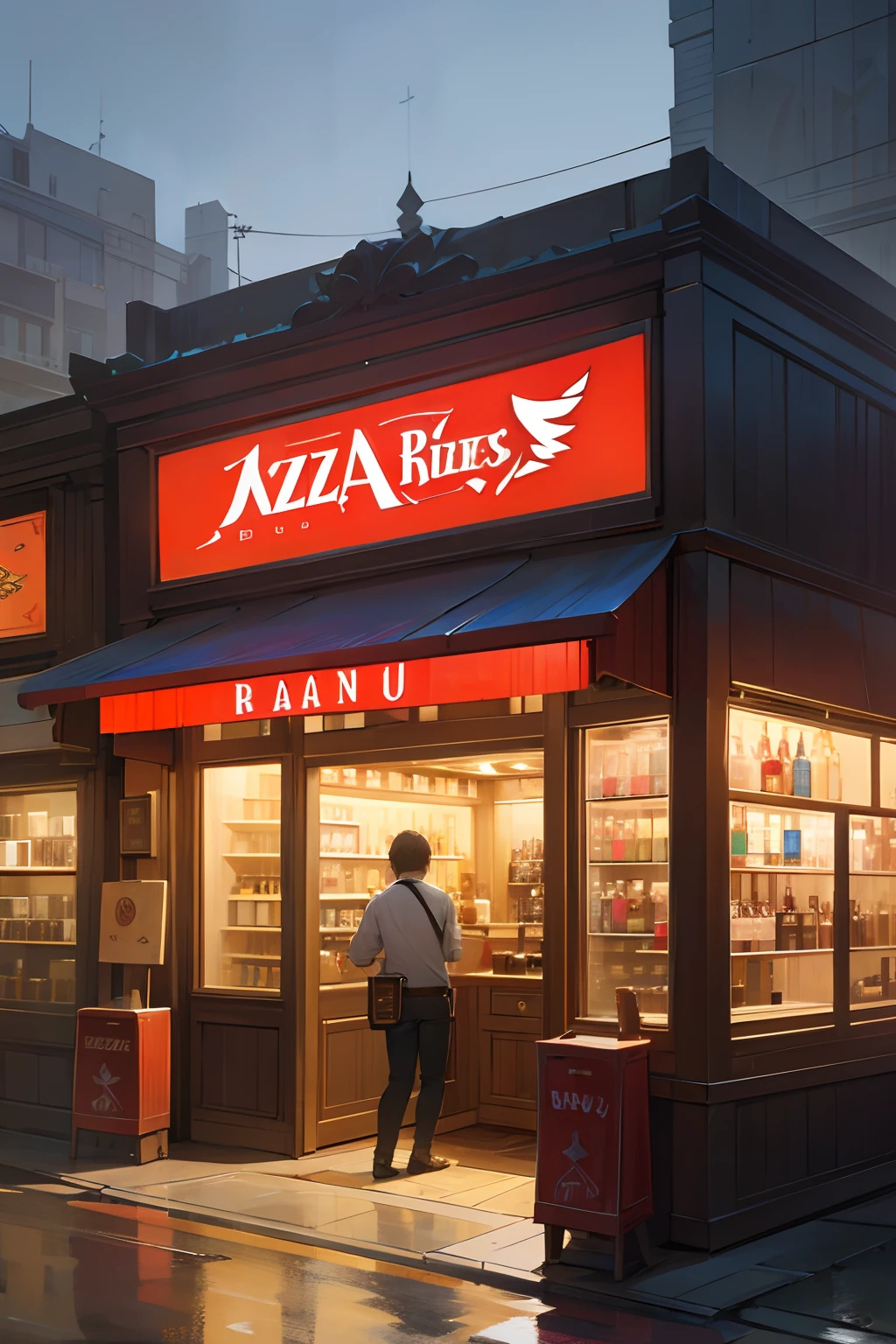 create a giant liquor store facade filled with drinks on the outside, 8k, epic, called "Raiz Bebidas"