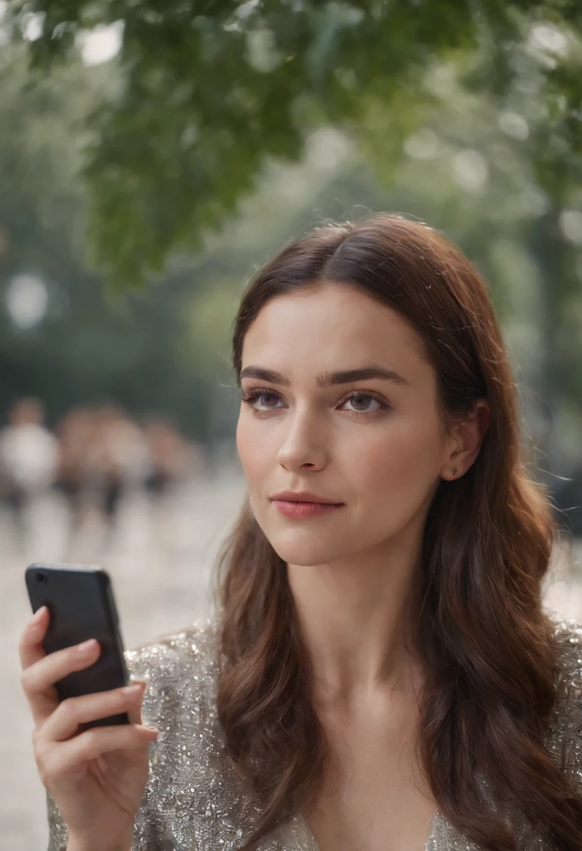 uma mulher olhando o celular