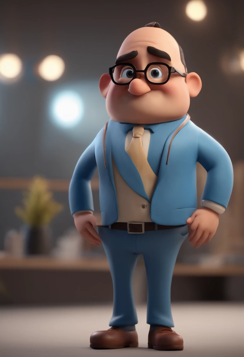 Cartoon character of a man with black glasses and a blue shirt, animation character, Caractere estilizado, animation style rendering, 3D estilizado, Arnold Maya render, 3 d render stylized, toon render keyshot, Personagem 3D, Personagem 3D, 3d rendering stylized, 3 d character render, personagem de desenho animado, Personagem de close up, Pose de personagem, (Estilo Pixar) (master part:1.2) (Bokeh) (best quality) (pele detalhada) (textura detalhada) (8k) (argila) (Cinematic lighting) (foco nítido