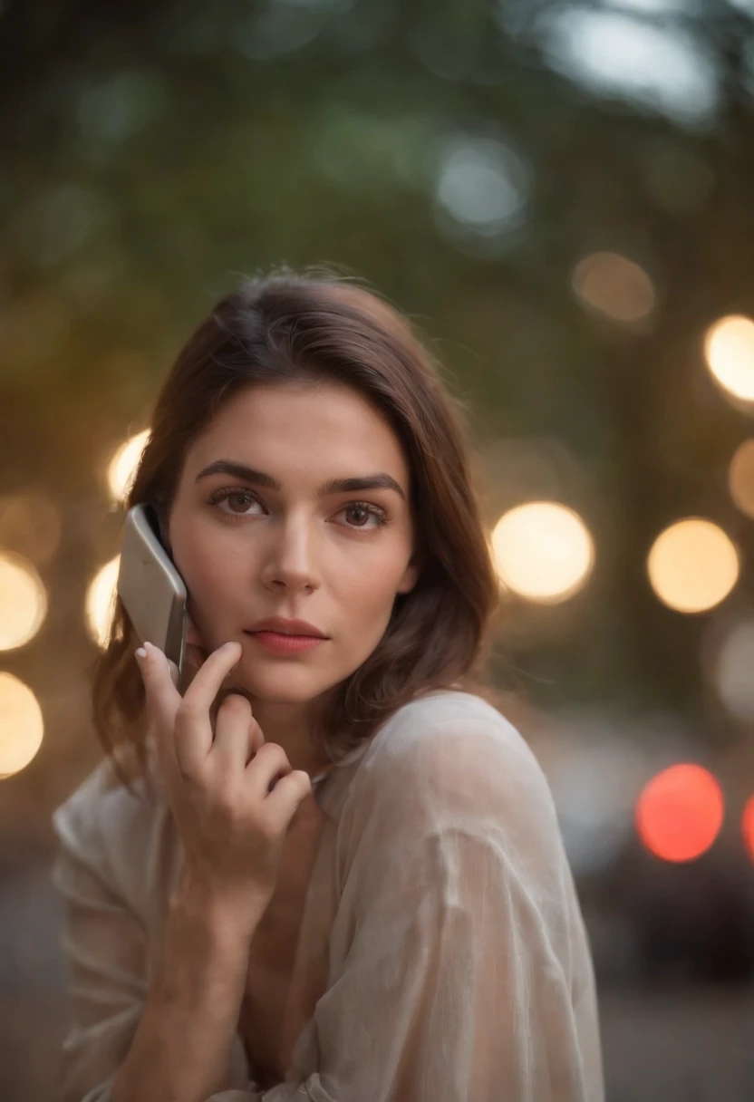 uma mulher surpresa olhando o celular