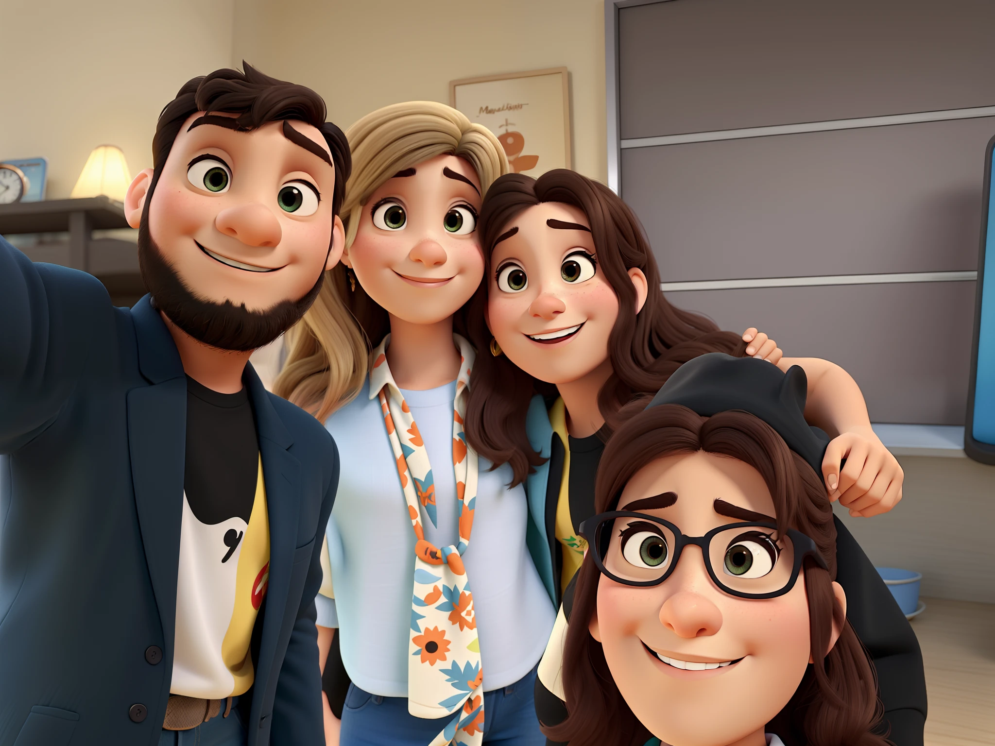 4 pessoas, estilo pixar, alta qualidade, melhor qualidade