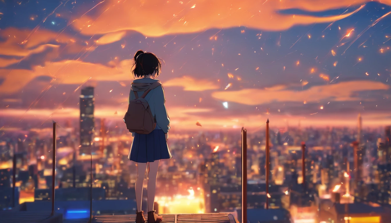 Anime girl standing on the roof looking at the night sky with stars, 4k anime wallpapers, Anime Wallpaper 4k, Papel de parede anime 4k, Anime Art Wallpaper 8K, Anime Art Wallpaper 4K, Anime Art Wallpaper 4K, estilo anime 4K, Makoto Shinkai Cirilo Rolando, 4 k manga wallpaper, 动漫壁纸, paper awesome wallpaper, estrelas cadentes