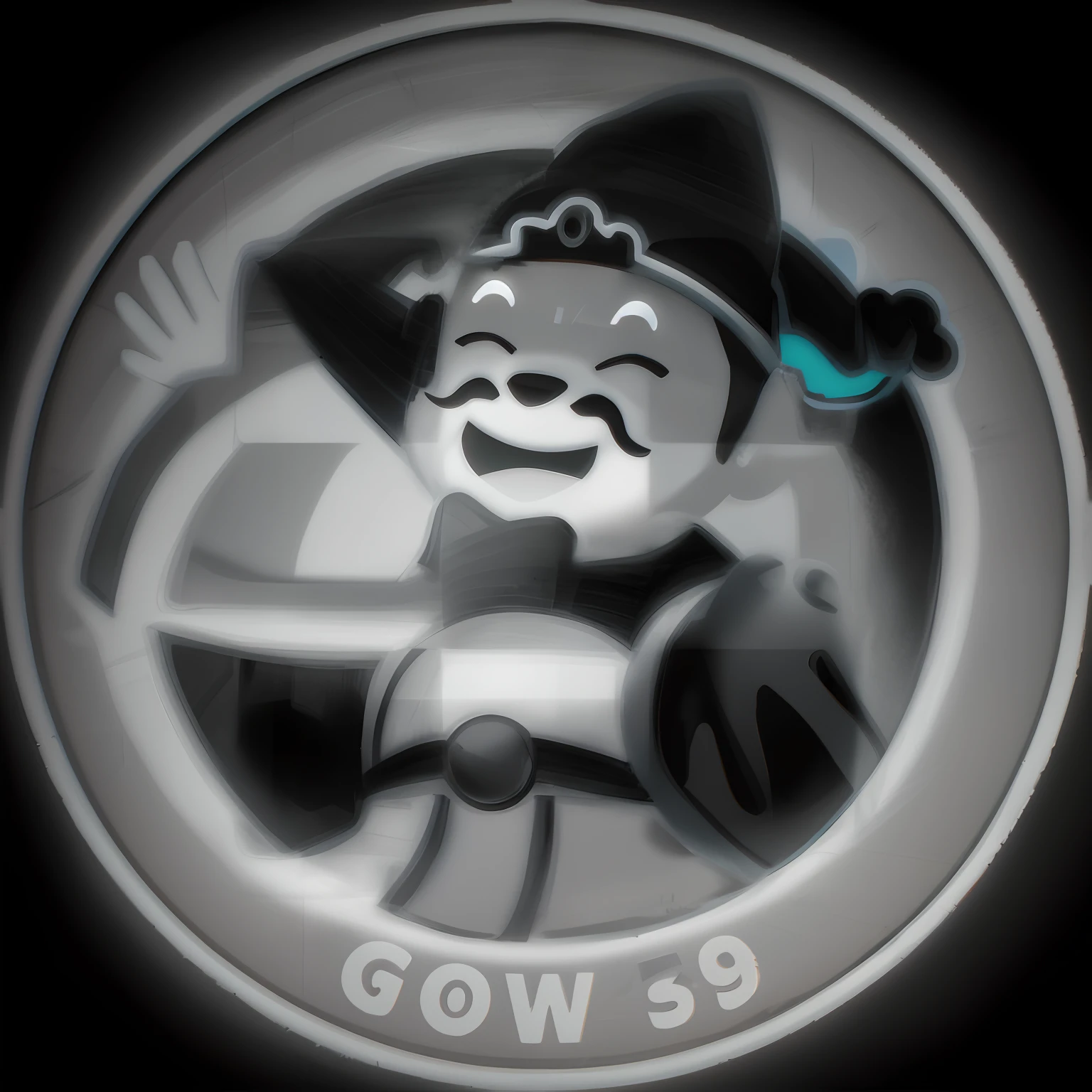 "Design a dynamic and vibrant cartoon character that seamlessly integrates into the logo using an original black and white color scheme."