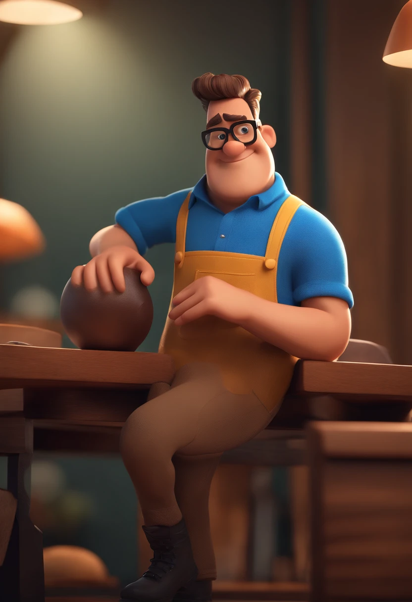 Cartoon character of a man with black glasses and a blue shirt, animation character, Caractere estilizado, animation style rendering, 3D estilizado, Arnold Maya render, 3 d render stylized, toon render keyshot, Personagem 3D, Personagem 3D, 3d rendering stylized, 3 d character render, personagem de desenho animado, Personagem de close up, Pose de personagem,  (Estilo Pixar) (master part:1.2) (Bokeh) (best quality) (pele detalhada) (textura detalhada) (8k) (argila) (Cinematic lighting) (foco nítido