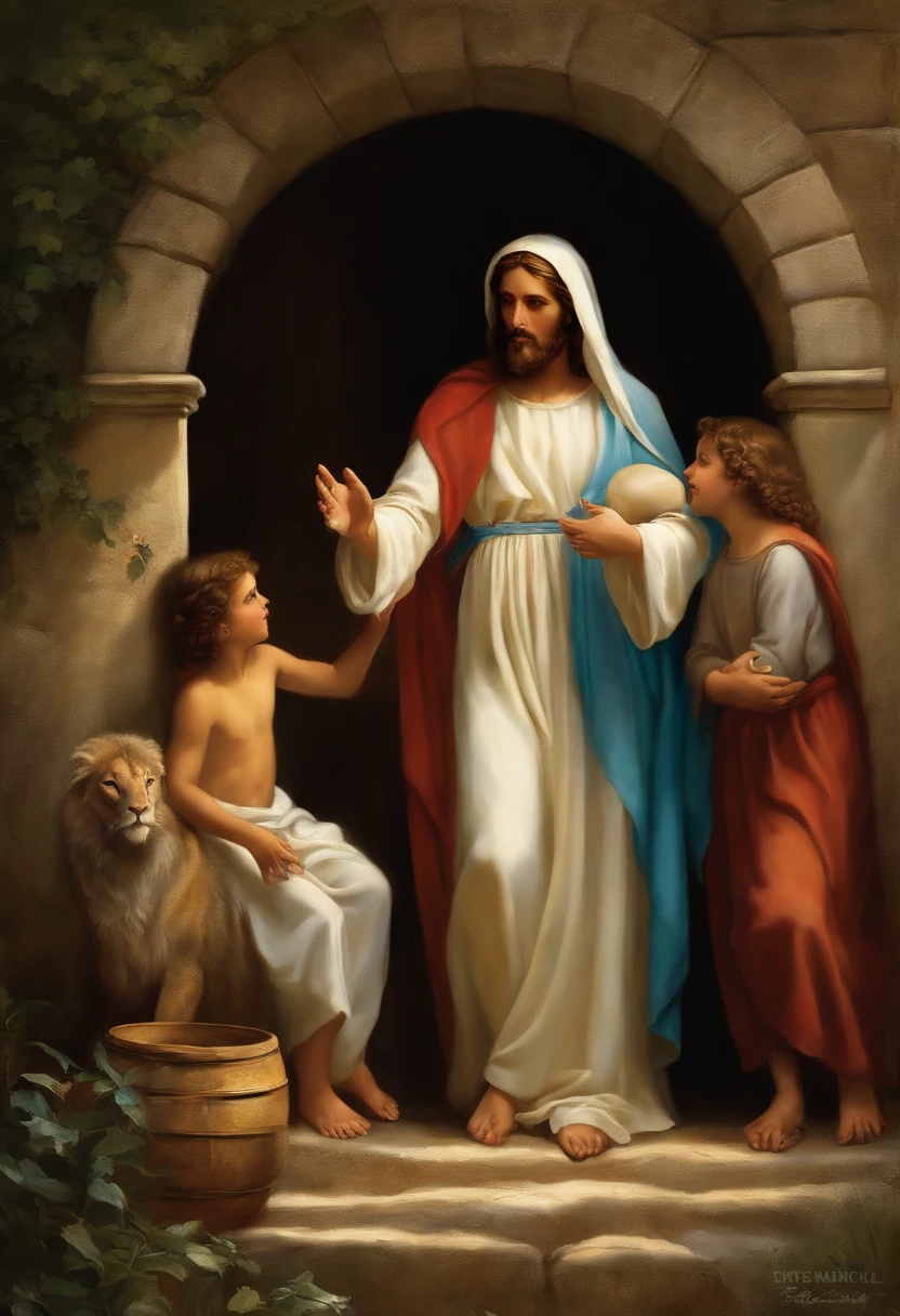 O nascimento de Jesus, stable, Maria, Josh, reis magos e pastores, luz suave incidindo sobre o menino, atmosfera de humildade e alegria divina, Pintura, aquarela suave, --ar 16:9 --v 5