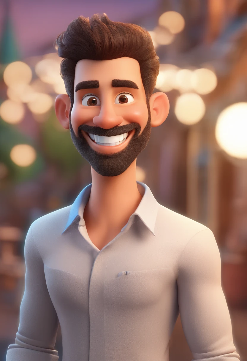 Smiling Man Illustration, sorriso insano, Homem de pele marrom com um sorriso gigante, happily smiling at the camera, sorriso atrevido, he's smiling, sorriso muito grande, Macho sorridente, foto de perfil headshot, rindo sorriso enorme, desenhando no estilo de Arte 3D, c4d, fundo de cor branco puro, estilo disney, estilo pixar render ilustracao Super Detalhe, 8k