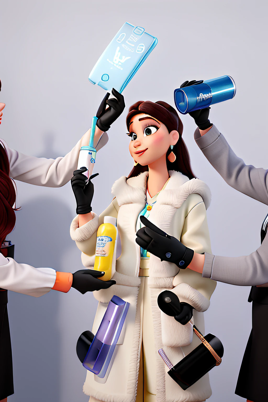 Create a medical beautician with beauty products in the style of disney pixar, alta qualidade