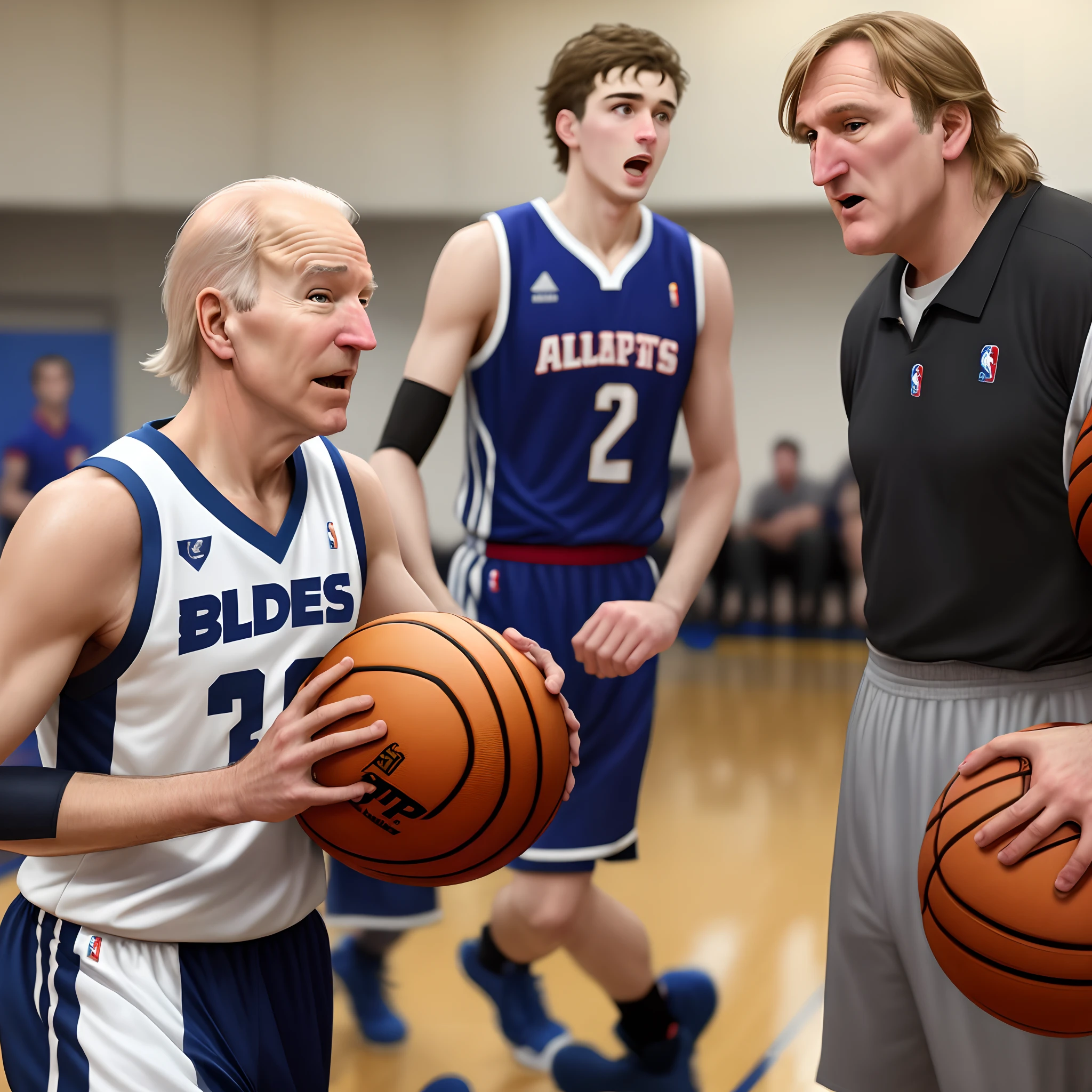 Joe Biden et Gérard Depardieu basketball