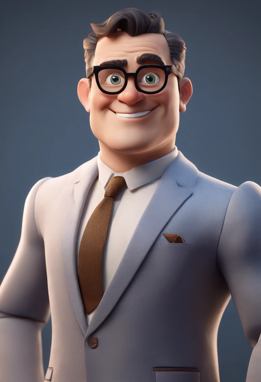 Cartoon character of a man with black glasses and a blue shirt, animation character, Caractere estilizado, animation style rendering, 3D estilizado, Arnold Maya render, 3 d render stylized, toon render keyshot, Personagem 3D, Personagem 3D, 3d rendering stylized, 3 d character render, personagem de desenho animado, Personagem de close up, Pose de personagem, (Estilo Pixar) (master part:1.2) (Bokeh) (best quality) (pele detalhada) (textura detalhada) (8k) (argila) (Cinematic lighting) (foco nítido