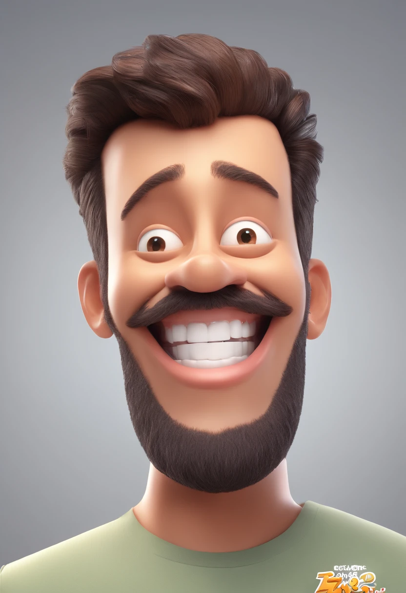 Smiling Man Illustration, sorriso insano, Homem de pele marrom com um sorriso gigante, happily smiling at the camera, sorriso atrevido, he's smiling, sorriso muito grande, Macho sorridente, foto de perfil headshot, rindo sorriso enorme, desenhando no estilo de Arte 3D, c4d, fundo de cor branco puro, estilo disney, estilo pixar render ilustracao Super Detalhe, 8k