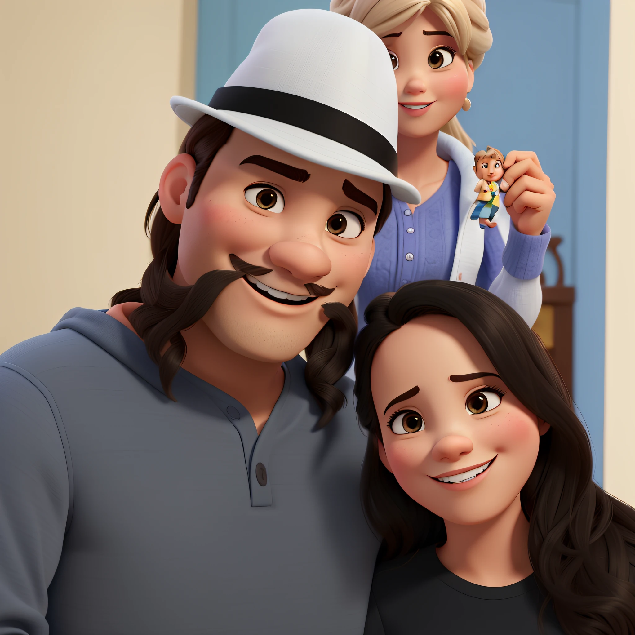 Um casal home e mulher, estilo disney pixar, alta qualidade, melhor qualidade, sem bigode, e cabelo na boca