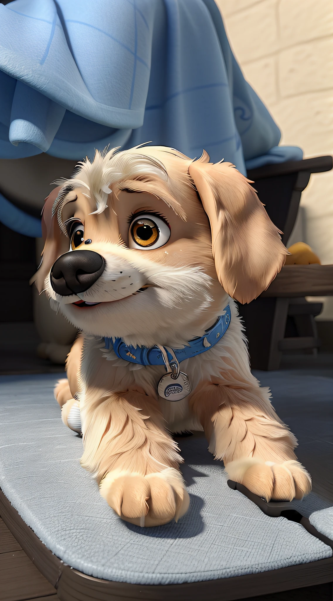 Um cachorro yorkshire, de orelhas baixas, estilo disney pixar, alta qualidade, melhor qualidade