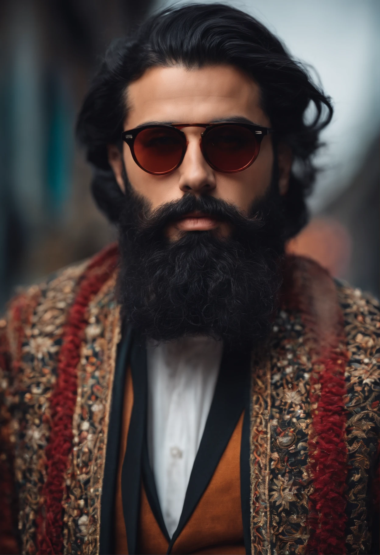 Black Hair Glasses and Beard
