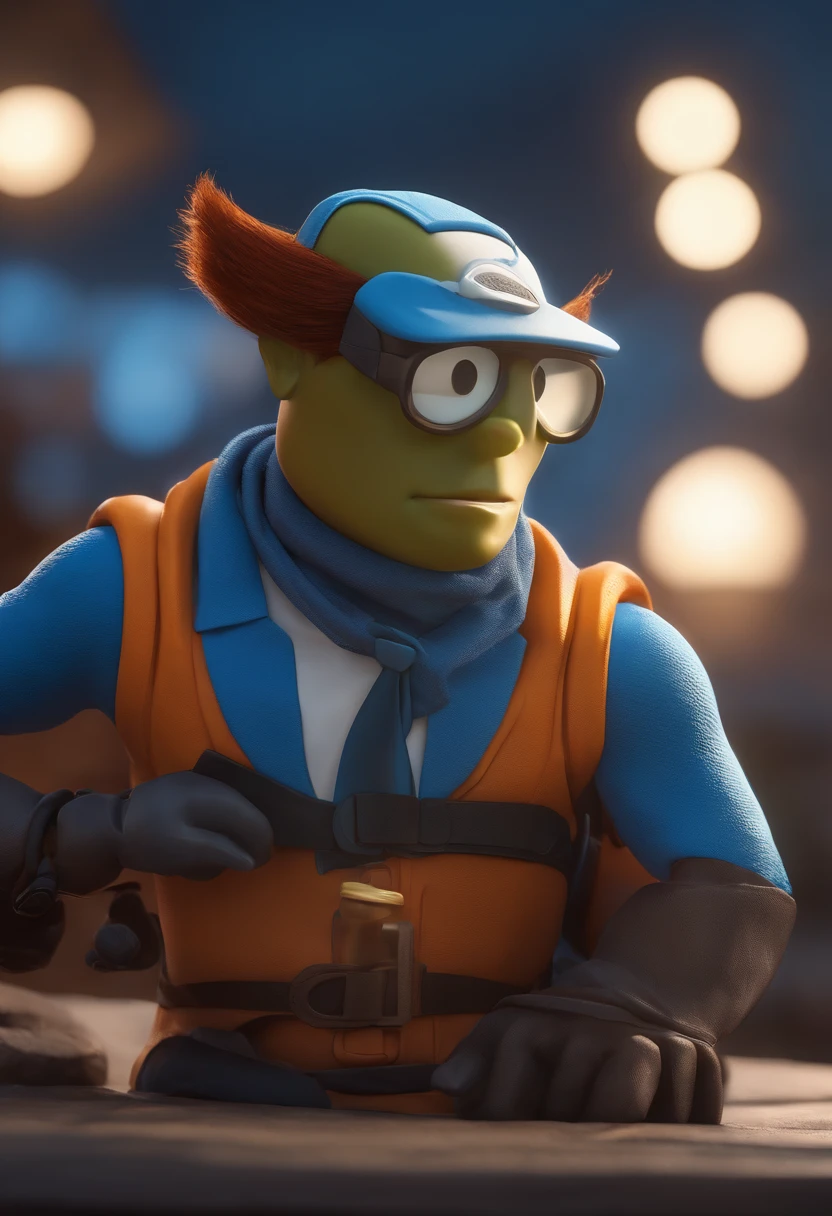 trasnforme de moto pretos e uma camisa azul, animation character, Caractere estilizado, animation style rendering, 3D estilizado, Arnold Maya render, 3 d render stylized, toon render keyshot, Personagem 3D, Personagem 3D, 3d rendering stylized, 3 d character render, personagem de desenho animado, Personagem de close up, Pose de personagem, (Estilo Pixar) (master part:1.2) (Bokeh) (best quality) (pele detalhada) (textura detalhada) (8k) (argila) (Cinematic lighting) (foco nítido