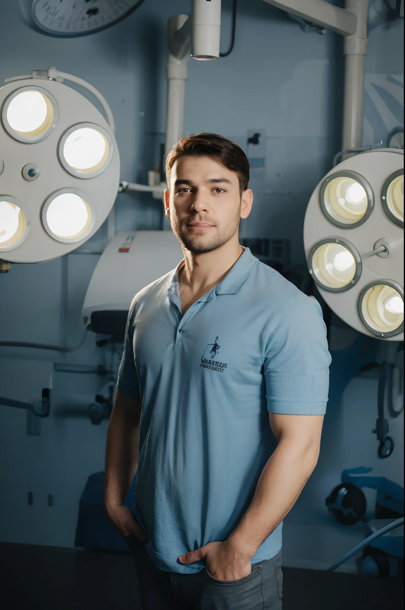homem branco, com camisa preta, cabelo preto, barba pequena na cor preta, boca pequena rosada, nariz pouco arredondado, de 27 anos de idade, olhos castanho escuro, bonito e bonito,in a civil engineering office, imagem estilo pixar disney