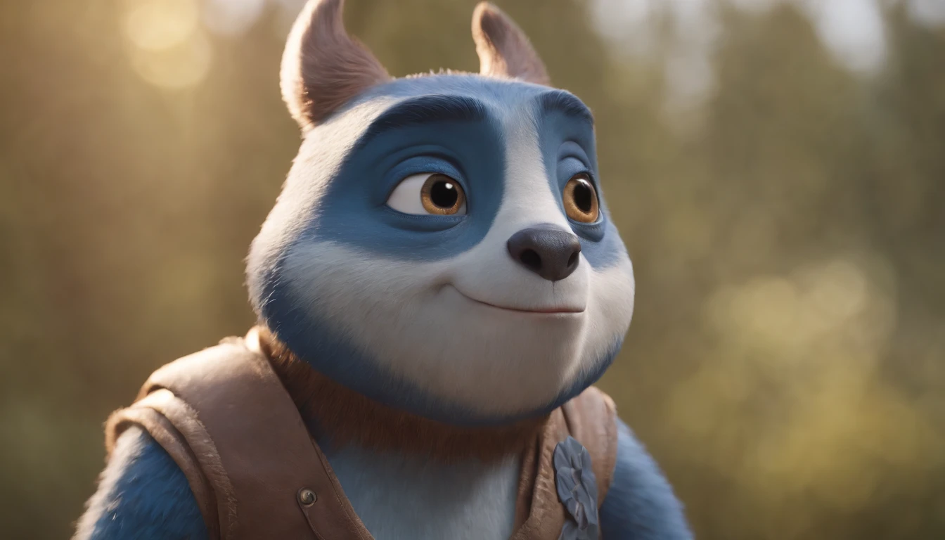 trasnforme de moto pretos e uma camisa azul, animation character, Caractere estilizado, animation style rendering, 3D estilizado, Arnold Maya render, 3 d render stylized, toon render keyshot, Personagem 3D, Personagem 3D, 3d rendering stylized, 3 d character render, personagem de desenho animado, Personagem de close up, Pose de personagem, (Estilo Pixar) (master part:1.2) (Bokeh) (melhor qualidade) (pele detalhada) (textura detalhada) (8k) (argila) (Cinematic lighting) (foco nítido