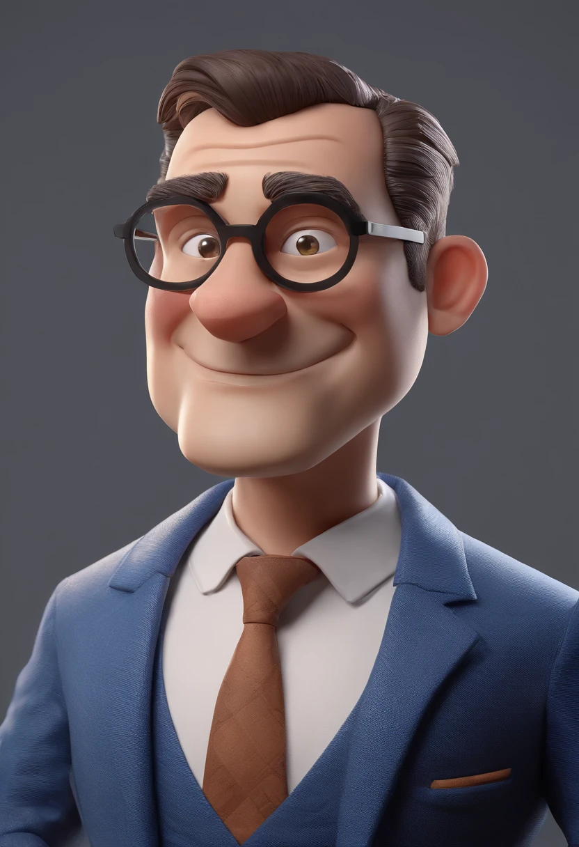 Cartoon character of a man with black glasses and a blue shirt, animation character, Caractere estilizado, animation style rendering, 3D estilizado, Arnold Maya render, 3 d render stylized, toon render keyshot, Personagem 3D, Personagem 3D, 3d rendering stylized, 3 d character render, personagem de desenho animado, Personagem de close up, Pose de personagem, (Estilo Pixar) (master part:1.2) (Bokeh) (best quality) (pele detalhada) (textura detalhada) (8k) (argila) (Cinematic lighting) (foco nítido
