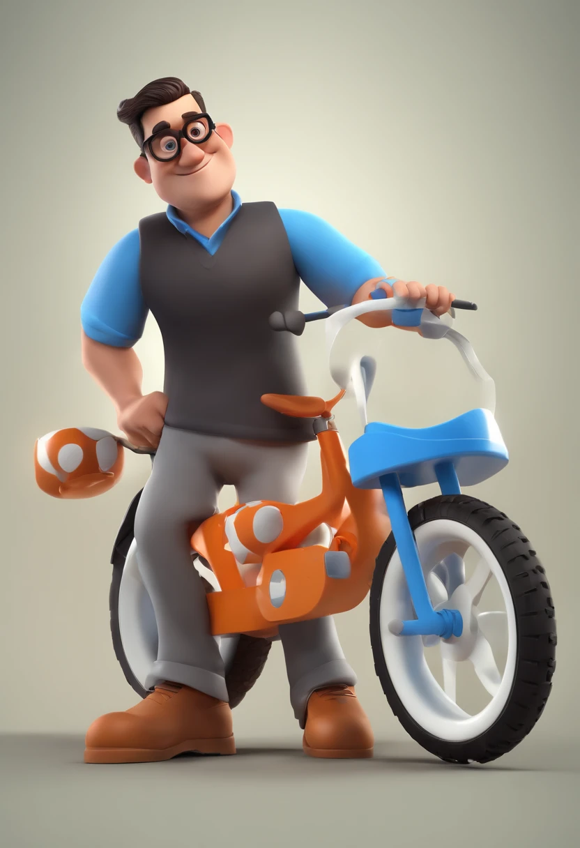 Cartoon character of a man with round black glasses and a blue shirt, animation character, Caractere estilizado, animation style rendering, 3D estilizado, Arnold Maya render, 3 d render stylized, toon render keyshot, Personagem 3D, Personagem 3D, 3d rendering stylized, 3 d character render, personagem de desenho animado, Personagem de close up, Pose de personagem, (Estilo Pixar) (master part:1.2) (Bokeh) (best quality) (pele detalhada) (textura detalhada) (8k) (argila) (Cinematic lighting) (foco nítido