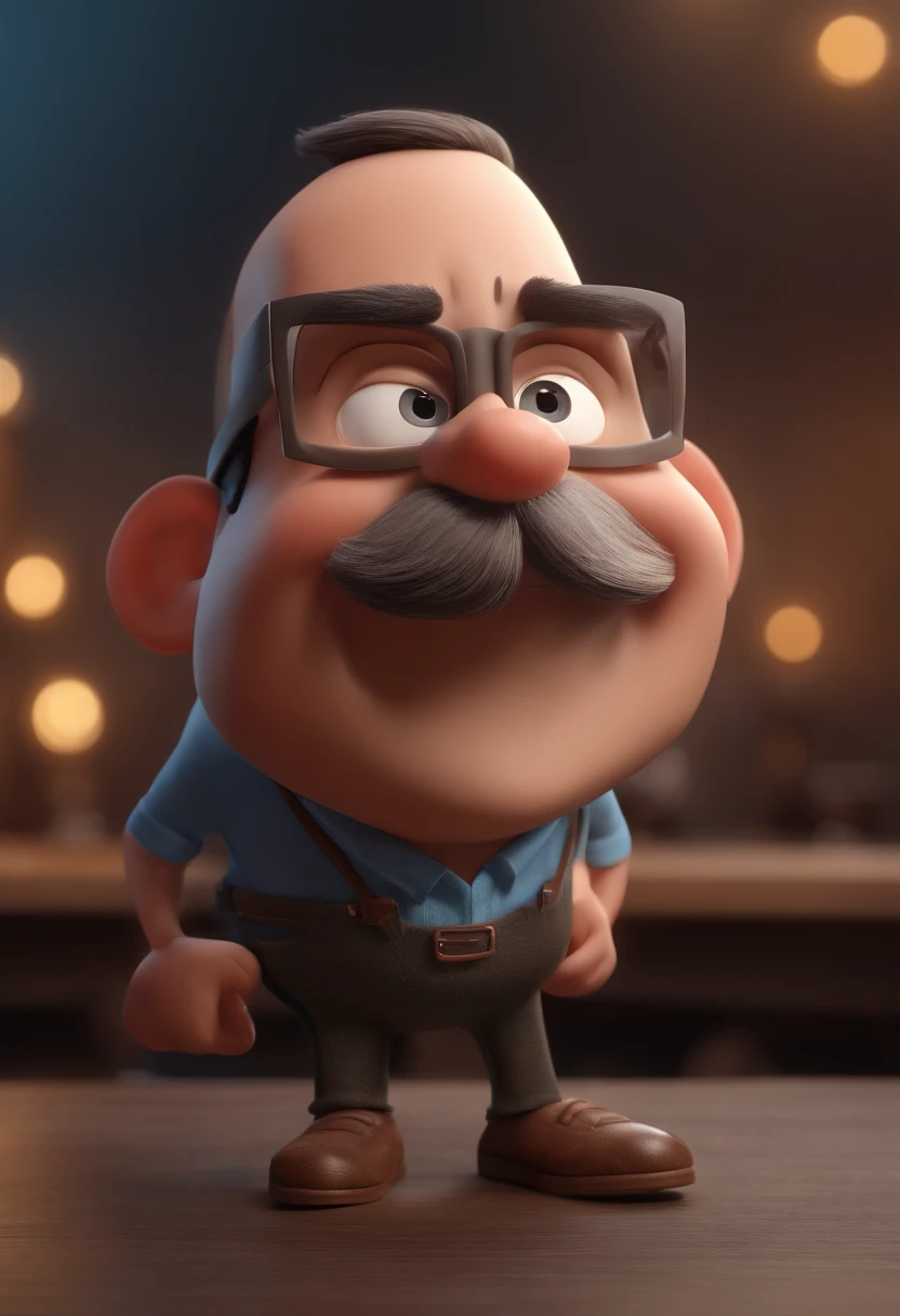 Cartoon character of a man with black glasses and a blue shirt, animation character, Caractere estilizado, animation style rendering, 3D estilizado, Arnold Maya render, 3 d render stylized, toon render keyshot, Personagem 3D, Personagem 3D, 3d rendering stylized, 3 d character render, personagem de desenho animado, Personagem de close up, Pose de personagem,  (Estilo Pixar) (master part:1.2) (Bokeh) (best quality) (pele detalhada) (textura detalhada) (8k) (argila) (Cinematic lighting) (foco nítido