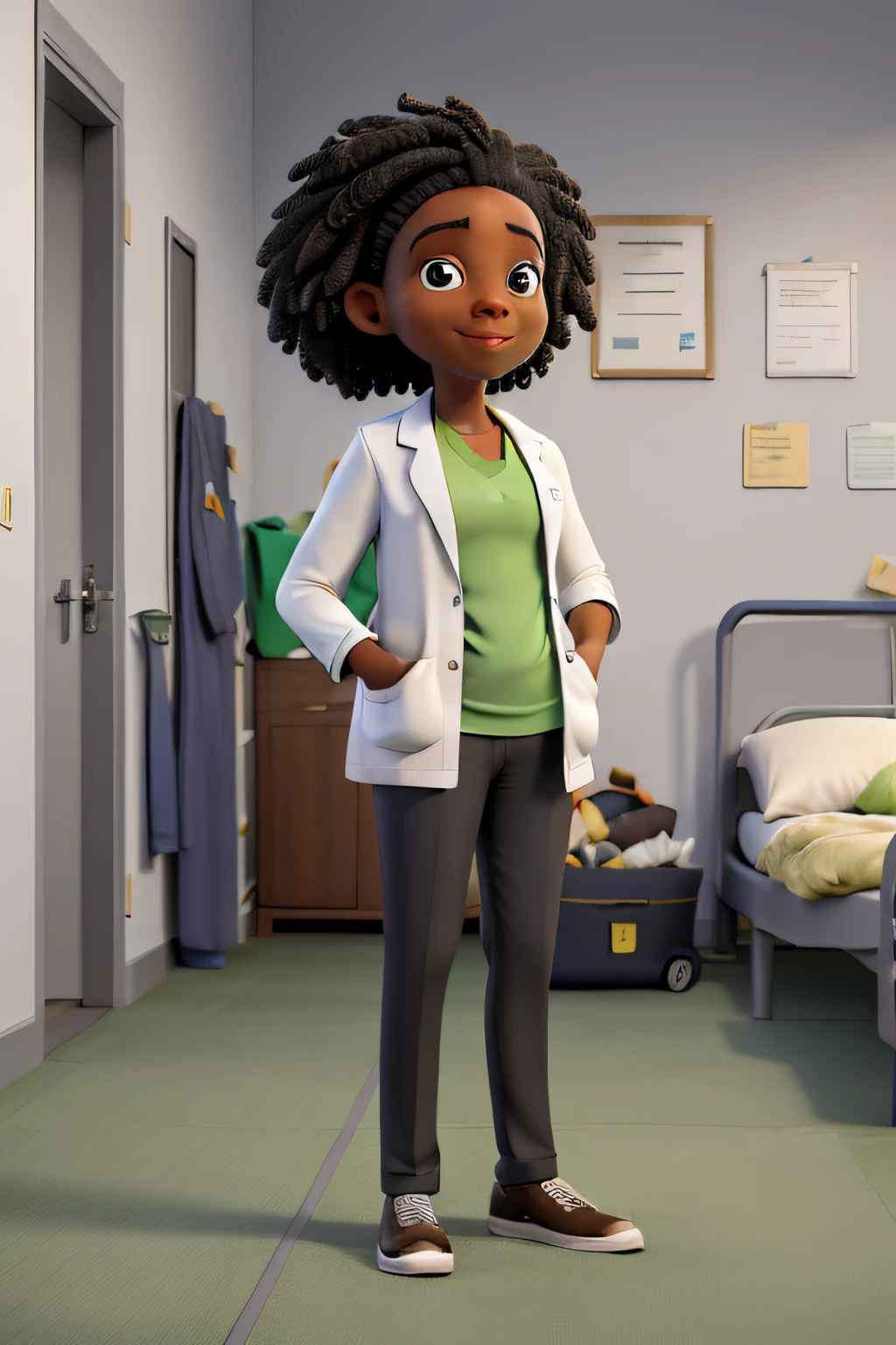 Obra-prima, de melhor qualidade, A Black Doctor, um enfermeiro branco, vestindo roupas verdes, no hospital