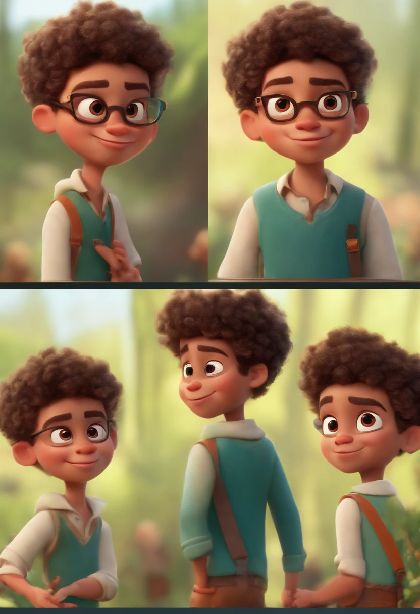 Image of a boy for a story in a YouTube video in Pixar format, He's the little allabester, He's the class leader, He's outgoing, Playful and gets up for a lot of things, cabelo curto