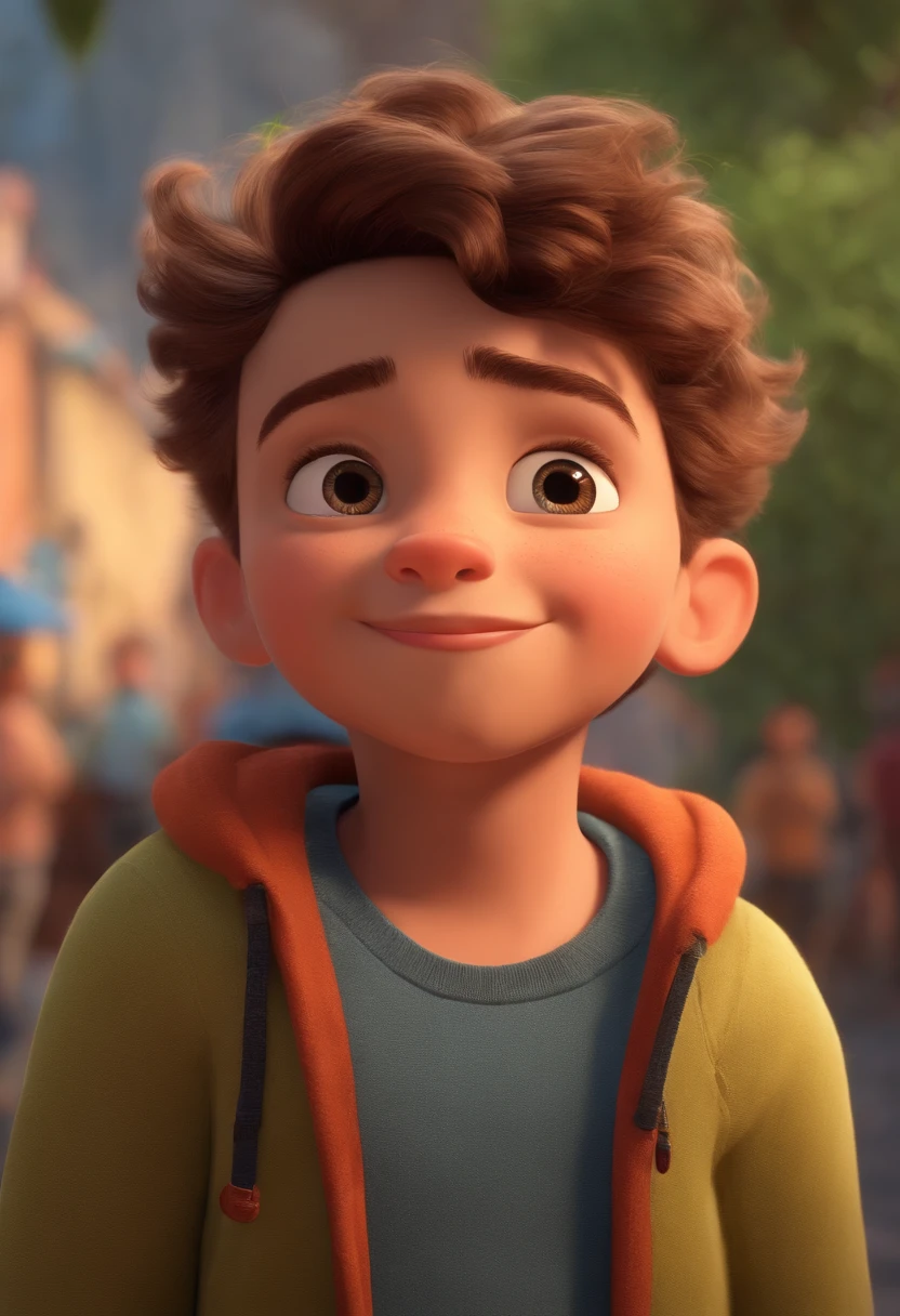 Image of a boy for a story in a YouTube video in Pixar format, He's the  allabester, He's the class leader, He's outgoing, Playful and gets up for a lot of things