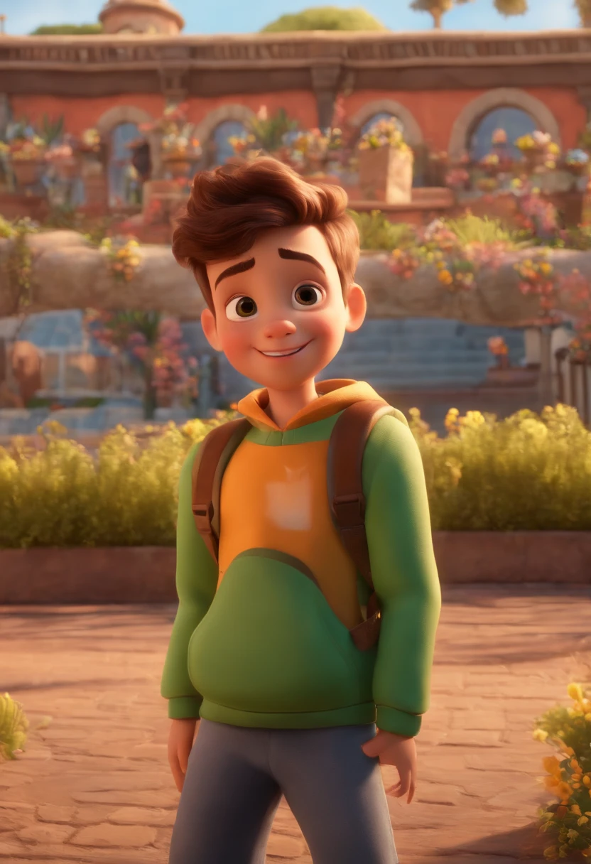 Image of a boy for a story in a YouTube video in Pixar format, He's the little allabester, He's the class leader, He's outgoing, Playful and gets up for a lot of things